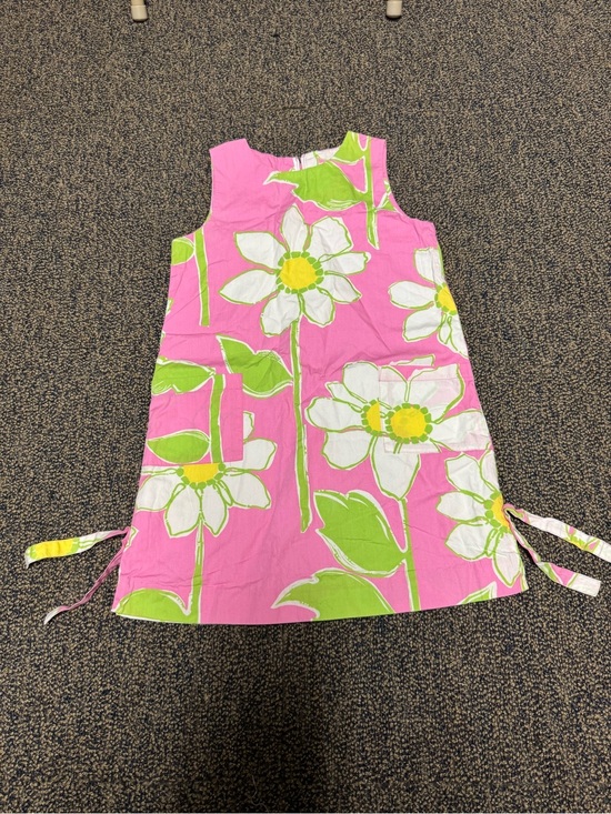 Lilly Pulitzer Other - Lilly Pulitzer Girls Fresh Air Hibiscus Print Dress Shift Pink Yellow Size 8